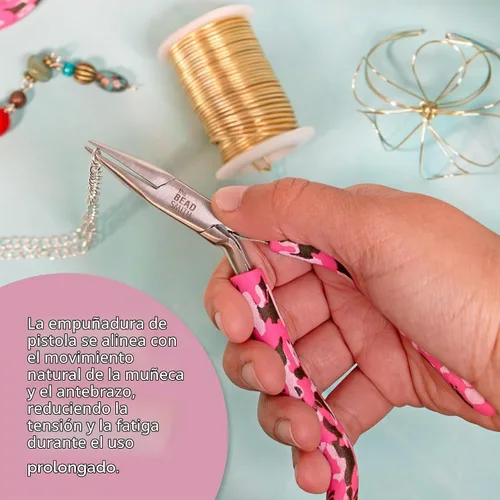 Vista 6 de The Beadsmith Juego de camuflaje rosa – Kit de 6 piezas: nariz de cadena, nariz redonda, nariz plana, alicates de corte lateral con pinzas