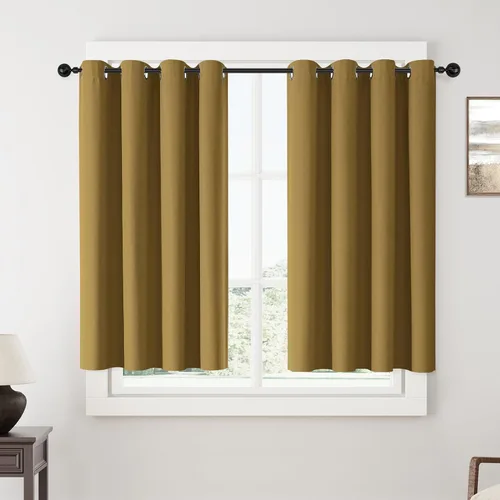 Vista 46 de ChrisDowa Cortinas 100% Opacas de Abedul Sólido de 45 Pulgadas de Largo, 2 Paneles para Dormitorio y Sala de Estar, Estilo Granja Oscurecedoras