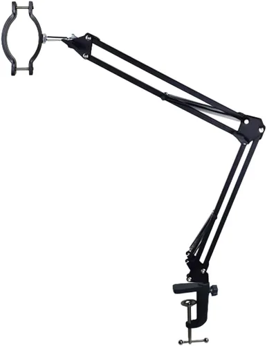 Vista 8 de Juego de luces de cuello de cisne con soporte de brazo articulado para microscopio, soporte de lente de montaje en C de doble cuello de cisne