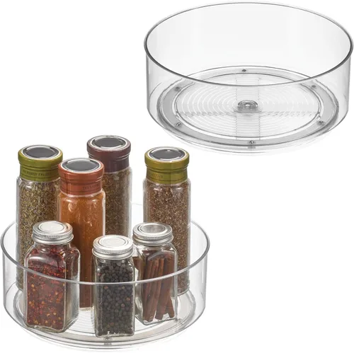 Vista 8 de mDesign Lazy Susan - Plato giratorio de plástico para cocina/baño, despensa, refrigerador, armarios u organización de mostradores, organizador