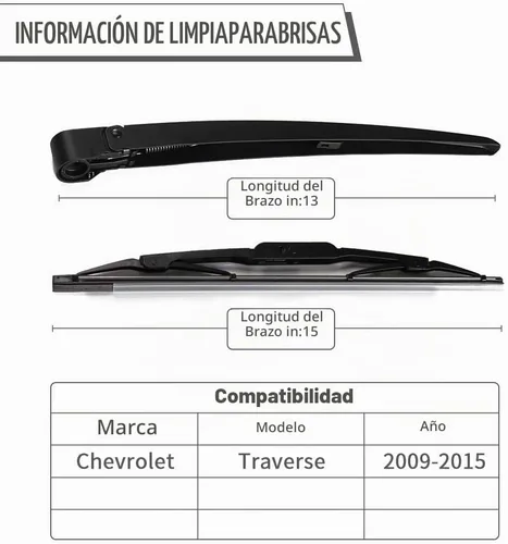 Vista 2 de Juego de tuercas de limpiaparabrisas trasero, repuesto para Chevrolet Chevy Traverse 2009-2016, conjunto de limpiaparabrisas trasero con accesorios