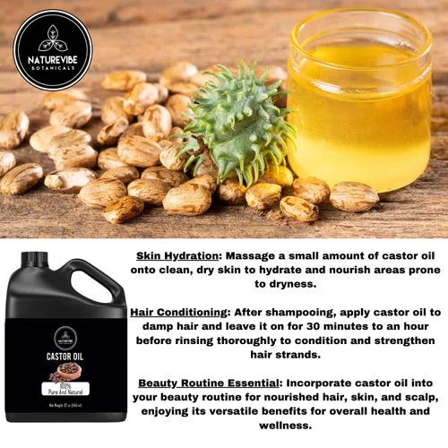 Vista 5 de Naturevibe Botanicals Aceite de Ricino 32 oz 100% Puro Prensado en Frío y Libre de Hexano Aceite Natural para Cabello, Piel y Pestañas Vegano