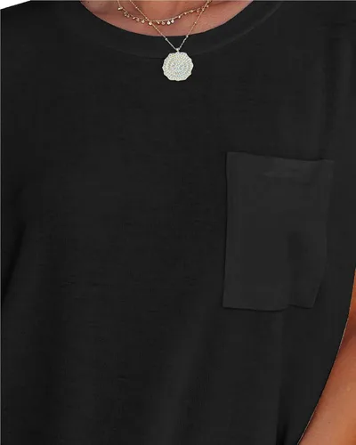 Vista 4 de WMZCYXY Camiseta de verano para mujer, sin mangas, cuello redondo, casual, holgada, con bolsillo