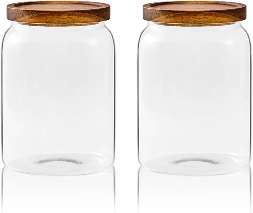 Vista 15 de Sweejar Tarros grandes de cristal para dulces con tapas de madera, tarro de vidrio de 1 galón con tapa, contenedores de almacenamiento