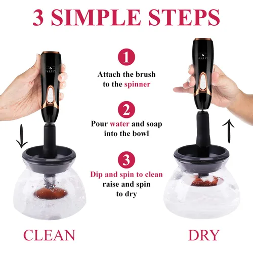 Vista 7 de Kleem - Máquina limpiadora de brochas de maquillaje eléctrica Lavadora automática de brochas de maquillaje y secadora giratoria con champú