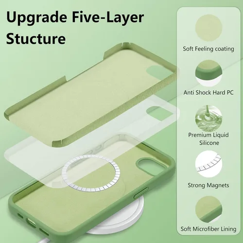 Vista 343 de Funda magnética de silicona para iPhone 13 Pro, color blanco antiguo [Compatible con Magsafe] [Forro de microfibra suave antiarañazos], funda