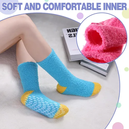 Vista 3 de TRUEHAN Calcetines antideslizantes para mujer con agarres, calcetines de hospital con empuñaduras para mujer