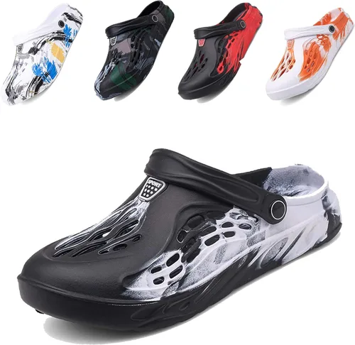 Vista 24 de CYian Zuecos clásicos para hombre y mujer, ligeros, sin cordones, pantuflas de playa, zuecos de jardín