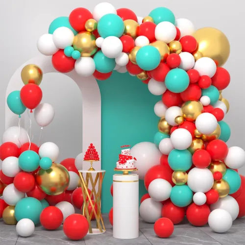 Vista 13 de Kit de arco de guirnalda de globos azules y amarillos – 122 globos azul real, rosa, globos azules y amarillos, guirnalda de globos para cumpleaños