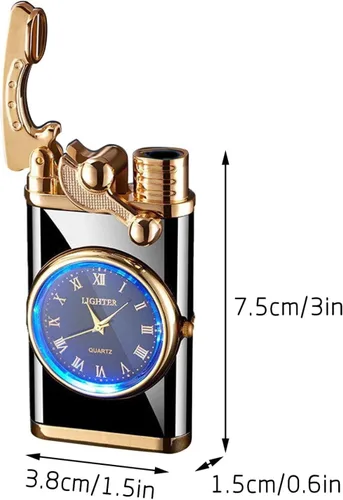 Vista 7 de Creative Dial - Encendedor inflable con brazo oscilante, 2024 con reloj eléctrico, 2 en 1, resistente al viento, portátil, ajustable, recargable