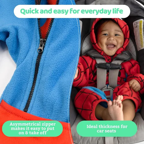 Vista 3 de Enterizo con capucha de una sola pieza para niños pequeños o bebés, de vellón cálido y cómodo, con cintura elástica