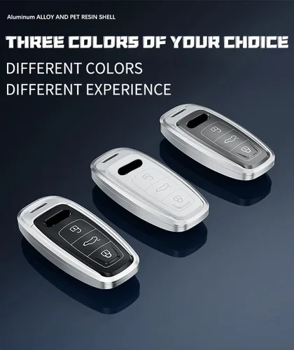 Vista 6 de ontto Carcasa ligera y duradera para llave de automóvil, funda de metal para llave de automóvil, protector de llave de resina compatible con Audi A3
