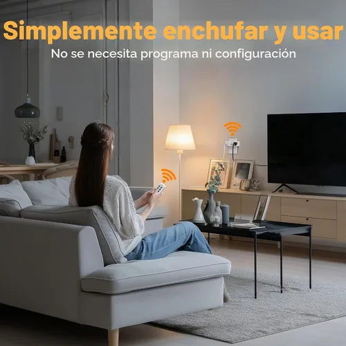 Vista 4 de TESSAN - Enchufe de toma de corriente con control remoto, interruptor de luz inalámbrico con 2 tomas independientes, interruptor de toma