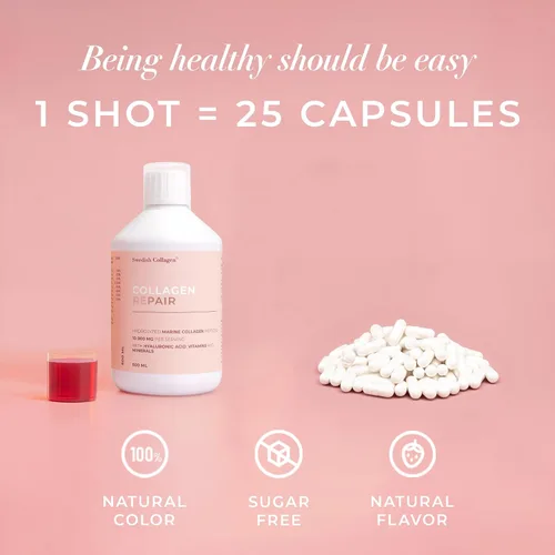 Vista 4 de Swedish Collagen Reparación Suplemento líquido de colágeno marino hidrolizado de 10,000 mg - 16.9 fl oz, suministro de 20 días I ácido