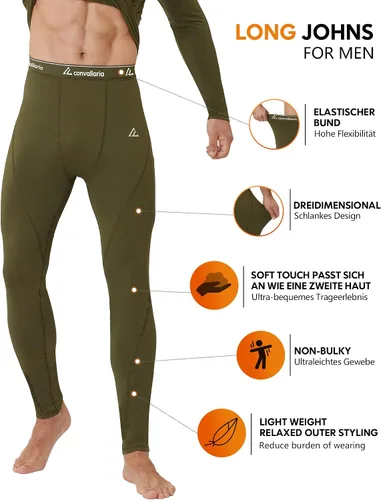 Vista 3 de CL convallaria Ropa interior térmica para hombre, ropa interior larga con forro polar, capa base para clima frío, XS-4XL