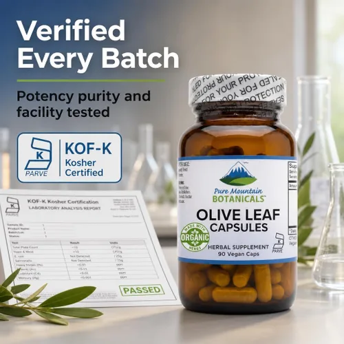 Vista 4 de Pure Mountain Botanicals Cápsulas de extracto de hoja de olivo - 400 mg 18% de oleuropeína