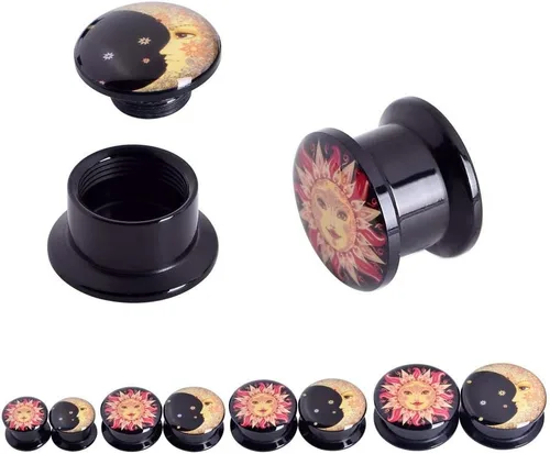 Vista 6 de Juego de expansores Qmcandy para oreja, de madera orgánica y acrílico, de 0 g a 34 pulgadas