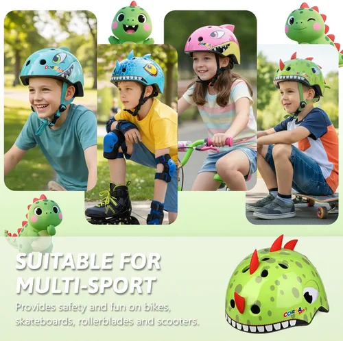 Vista 6 de Casco de bicicleta para niños pequeños, ajustable y multideportivo para niños y niñas, 2 tamaños