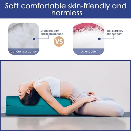 Vista 5 de Cojín de yoga de 26 x 10.5 x 5.5 pulgadas, cojín de meditación rectangular para masaje y apoyo de espalda, relleno de algodón transpirable, funda