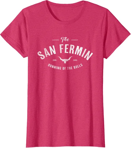 Vista 13 de The Running of the Bulls" - Pamplona Gift - Camiseta San Fermin, Rojo, S Asfalto