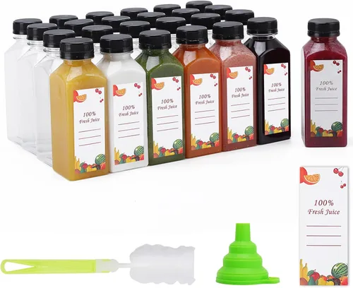 Vista 8 de OBKJJ Botellas de Plástico para Jugo 150 piezas 2 oz Botellas de Agua de Plástico Vacías con Tapas Recipientes Transparentes Reutilizables