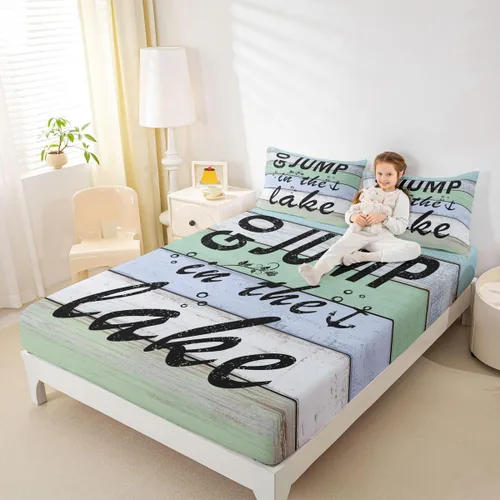 Vista 34 de Erosebridal Fishing Fitted Sheet Twin for Boys, Big Pike Fish Black Bed Sheets for Rustic Farmhouse Lake House Decor, Fishing Bedding Set Marine