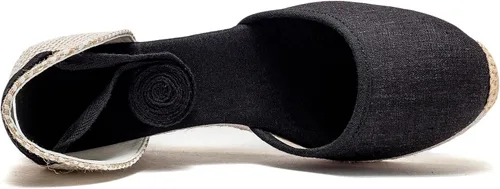 Vista 5 de U-lite Sandalias de plataforma para mujer, alpargatas con puntera cerrada, correa de tobillo con cordones y correa de tobillo clásica
