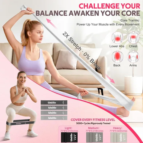 Vista 6 de WALITO 15 PCS Pilates Kit, Adjustable Pedal Resistance Band with Handle, Figure 8 Resistance Band for Exercise Women, At Home Workout Equipment Set