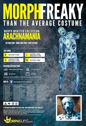 Vista 4 de Morphsuits Disfraz de monstruo de Arachnamania para adulto, espeluznante disfraz de Halloween para hombres, body aterrador para adultos