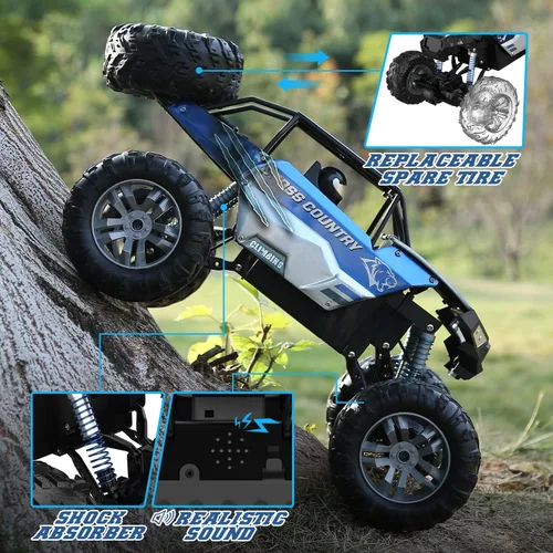 Vista 7 de DEERC Camioneta monstruo grande a escala 1:8 para adultos y niños, automóvil con control remoto mejorado con sonido realista, juguete RC todo