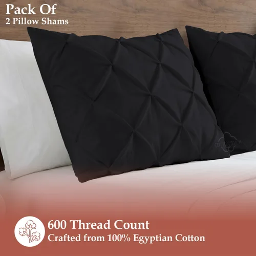 Vista 3 de COTTON STICH™ Juego de 2 fundas de almohada plisadas estándar de 20 x 26 pulgadas, algodón fresco suave y natural, fundas de almohada decorativas