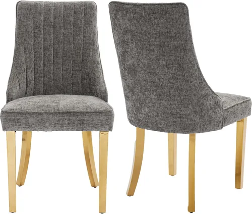 Vista 9 de Juego de 2 sillas de comedor modernas de mediados de siglo, tapizadas de tela beige, sillas de cocina y comedor, sillas de cocina con patas