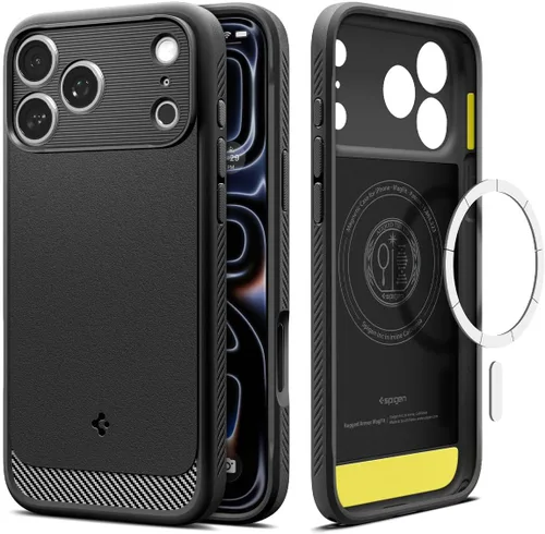 Vista 20 de Spigen - Rugged Armor MagFit - Funda diseñada para el iPhone 15 Pro (2023) [Protección de grado militar] Compatible con MagSafe - Negro mate