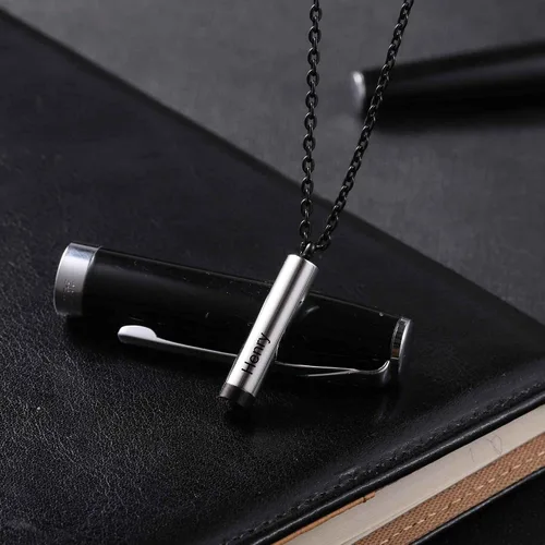 Vista 4 de Collar con Mensaje Secreto Collar de Barra Grabado Personalizado para Hombres Joyería con Mensaje Oculto y Significado Regalo de Acero Inoxidable