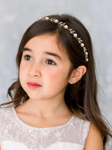 Vista 2 de SWEETV Diadema para niña de flores, perlas plateadas, para boda, princesa, accesorios para el cabello, para fiesta de cumpleaños, primera comunión