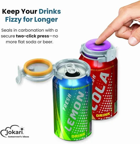 Vista 2 de Jokari Bomba de Lata de 2 Clicks y Salvador de Carbonación para latas de soda de 12oz y cerveza Mantiene las bebidas efervescentes frescas