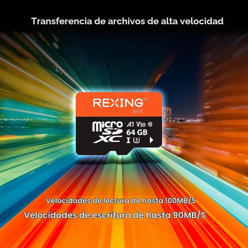 Vista 4 de RexingUSA 64GB microSDXC UHS-3 4K Full HD Video Tarjeta SD de monitoreo de transferencia de alta velocidad con adaptador para cámaras