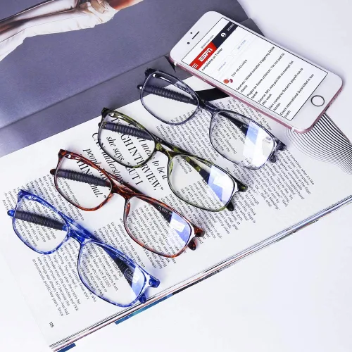 Vista 6 de DOOViC Computer Reading Glasses Blue Light Blocking TR90 Frame Lightweight Flexible Readers for Women Men,4 Pack