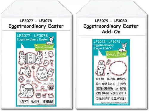 Vista 7 de Eggstraordinary - Juego de sellos y troqueles de Pascua y Lawn Fawn con paquete de papel de banco My Craft y almacenamiento de lujo, paquete de 7