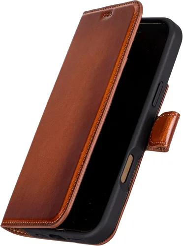 Vista 27 de Bayelon Funda tipo cartera para iPhone 15 Pro, cartera de cuero de grano completo, funda magnética desmontable, tarjetero, funda tipo cartera