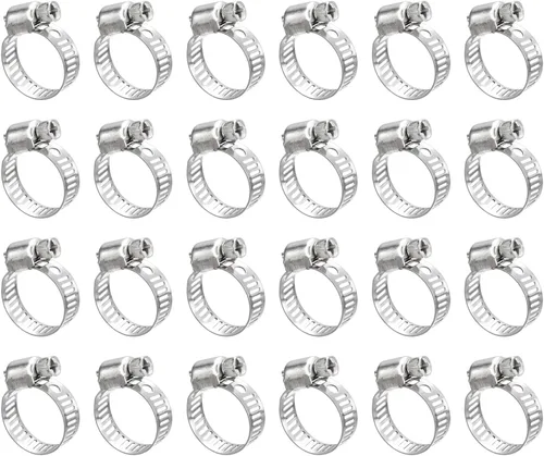 Vista 15 de uxcell Abrazadera de manguera de engranaje helicoidal, 12 abrazaderas de manguera de acero inoxidable ajustables de 1 a 1 1/2 pulgadas para asegurar