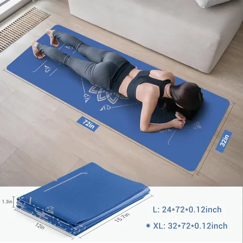 Vista 5 de Avoalre Esterilla de yoga plegable – Tapete de ejercicio antideslizante texturizado – Tapete de yoga ligero de viaje con bolsa de transporte