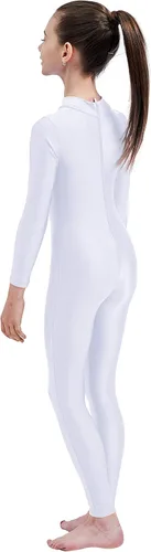 Vista 4 de Leotardo de una pieza de elastano de manga larga con cremallera y cuello alto para niñas, disfraz de Navidad