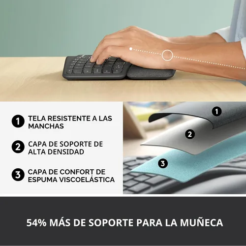 Vista 4 de Logitech Ergo K860 - Teclado inalámbrico ergonómico dividido
