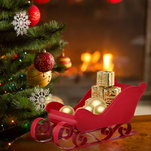 Vista 2 de Abaodam Decoración de trineo de Navidad, 2 piezas, soporte para dulces de árbol de Navidad, adorno de mesa, adorno decorativo de trineo de Papá Noel