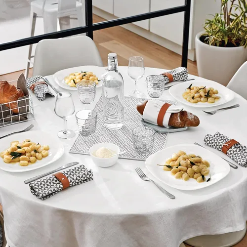 Vista 7 de Bormioli Rocco Parma - Juego de 6 cuencos para pasta y platos de sopa, vidrio ópalo templado de 8.75 pulgadas, blanco limpio, diseño lineal y curvo