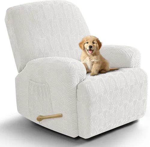 Vista 24 de VANSOFY Fundas para sillas reclinables, 4 piezas, elásticas, de tela jacquard, suave funda para silla reclinable, protector de muebles con parte