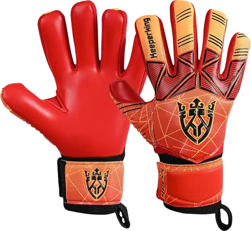 Vista 7 de Keeperking - Guantes de portero de fútbol para niños, jóvenes y adultos, palmas de agarre fuerte de látex con espinas removibles para la protección