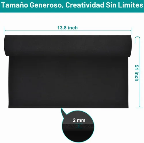 Vista 2 de Rollo de Espuma EVA - Hojas de Espuma EVA para Manualidades, Vestuario de Cosplay, Proyectos DIY - 2mm de Grosor, 51"x13.8" Negro