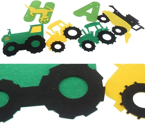Vista 3 de Juego de pancartas de cumpleaños de tractor verde con guirnalda de tractor para decoración de fiestas de cumpleaños con temática de tractor